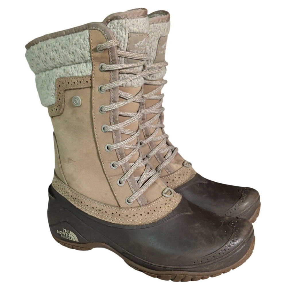 The North Face Shellista II Tall Winter Boots Women Size 6.5 Beige NF00CVX2 Gorp